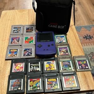 Nintendo Game Boy Color Device with 17 Game Case Bundle